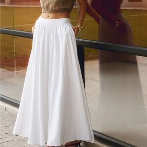 Commense White Flowing Maxi Skirt